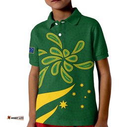 Green and Gold Polo Shirt KID Australia National Colours