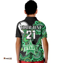 Custom Personalised Melbourne Stars Cricket Kid Polo Shirt NAIDOC Torres Strait For Our Elders