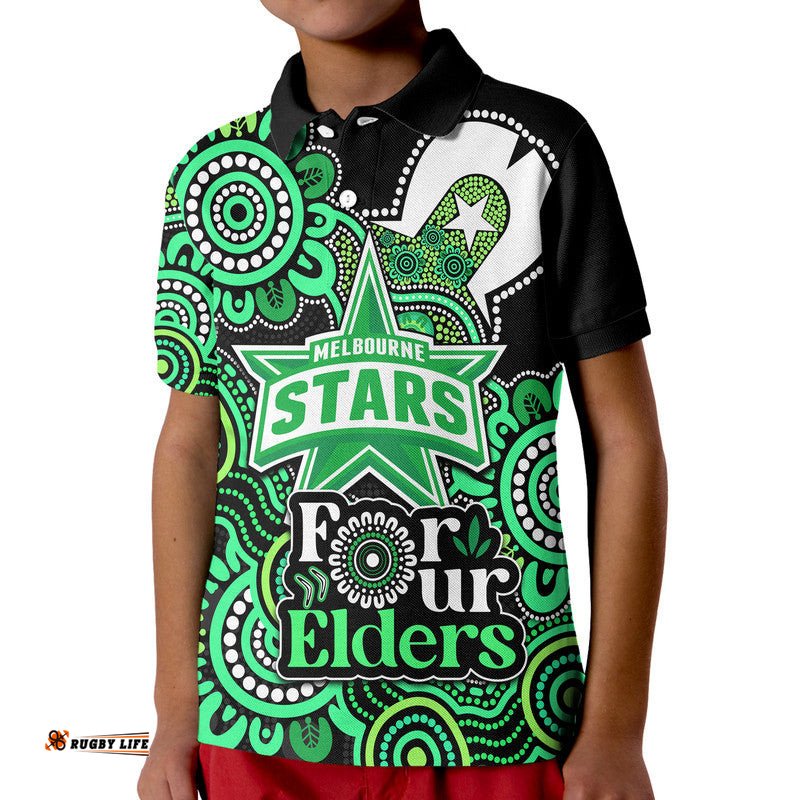 Custom Personalised Melbourne Stars Cricket Kid Polo Shirt NAIDOC Torres Strait For Our Elders
