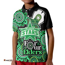 Custom Personalised Melbourne Stars Cricket Kid Polo Shirt NAIDOC Torres Strait For Our Elders