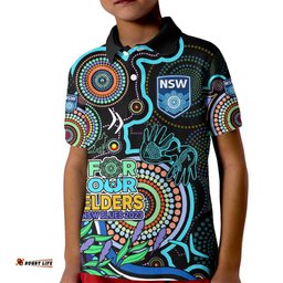 Custom Text And Number NAIDOCNSW Blues Rugby Kid Polo Shirt New South Wales Indigenous Tribal