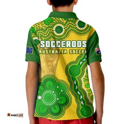 Australia Soccer Polo Shirt KID Socceroos Aboriginal WC-