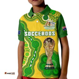 Australia Soccer Polo Shirt KID Socceroos Aboriginal WC-