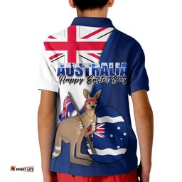 Australia Easter Day Polo Shirt KID Kangaroo With Egg Flag Style