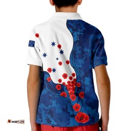Anzac Lest We Forget Polo Shirts Kid - Australian Flag Blue