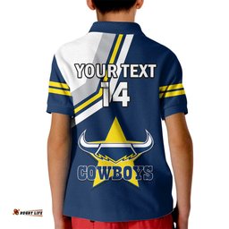 Custom Text And Number Cowboys RugbyKid Polo Shirt Sporty Style Navy Blue