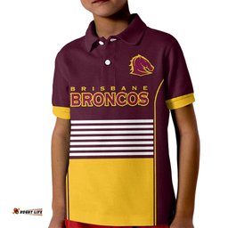 Custom Text And Number Broncos RugbyKid Polo Shirt Sporty Style Maroon Version