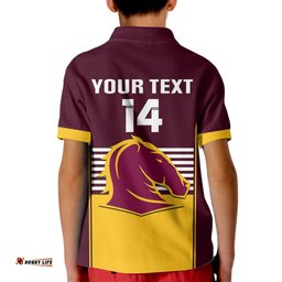 Custom Text And Number Broncos RugbyKid Polo Shirt Sporty Style Maroon Version