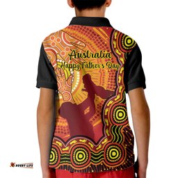 Australia Father Day Kid Polo Shirt Aussie Best Dad Ever Indigenous Hand Art