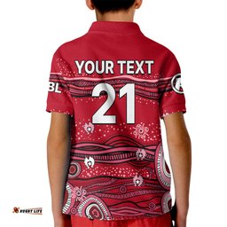 Custom Text And Number Australia Renegades Cricket Kid Polo Shirt Indigenous-
