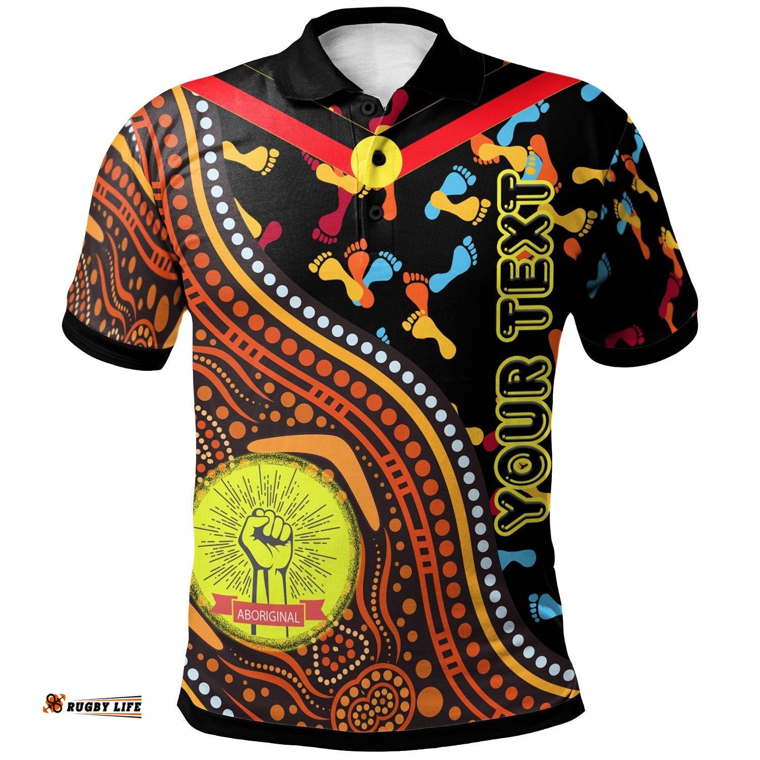 Custom Polo Shirt Kid - Aboriginal Style & Flag, Dot Painting