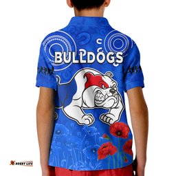 Bulldogs AnzacPolo Shirt KID Western Dogs Aboriginal Poppy