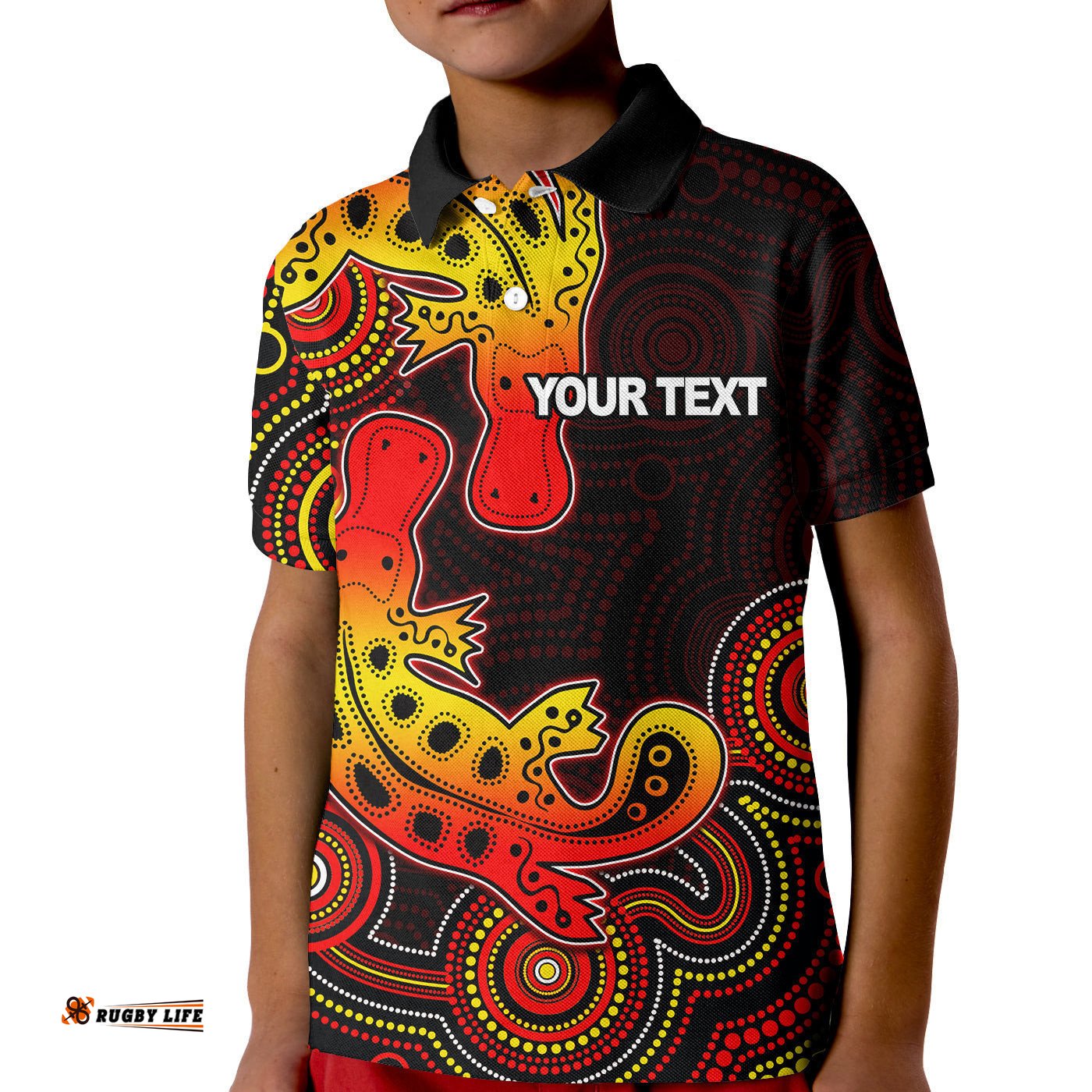 Custom PersonalisedAboriginal Platypus Polo Shirt KID Dot Patterns Style No.2