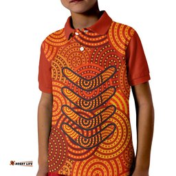 Aboriginal Kid Polo Shirt - Aboriginal Boomerangs And Dot Circle