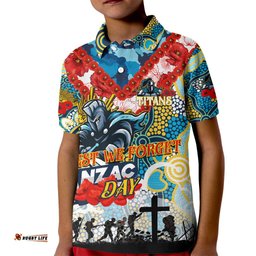 Personalised Titans ANZAC Day Kid Polo Shirt Aboriginal Rising Sun
