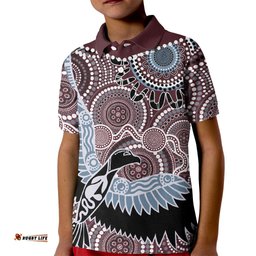 Aboriginal Pattern Bird Kid Polo Shirt TS04