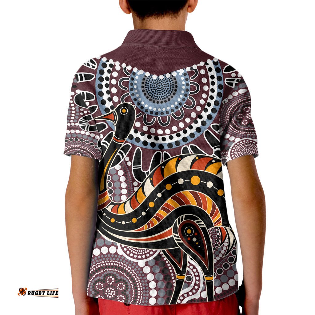 Aboriginal Pattern Bird Kid Polo Shirt TS04