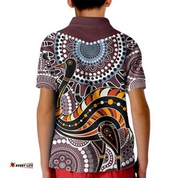 Aboriginal Pattern Bird Kid Polo Shirt TS04