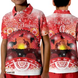 Custom Personalised Australia Indigenous Flag Christmas Polo Shirt KID Original Style - Red