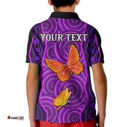 Custom Personalised Aboriginal Dot Polo Shirt KID Butterfly Natural Beauty