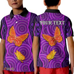 Custom Personalised Aboriginal Dot Polo Shirt KID Butterfly Natural Beauty