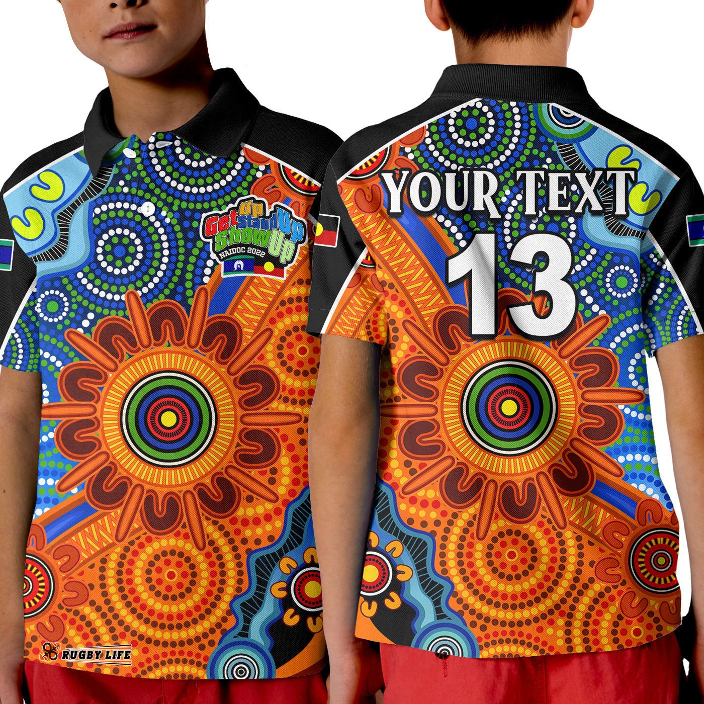 Custom Text and Number NAIDOC WeekPolo Shirt KID Aboriginal and Torres Strait Islanders Together