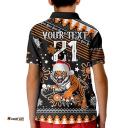 Custom Tigers Rugby Kid Polo Shirt Chirstmas Vibe-