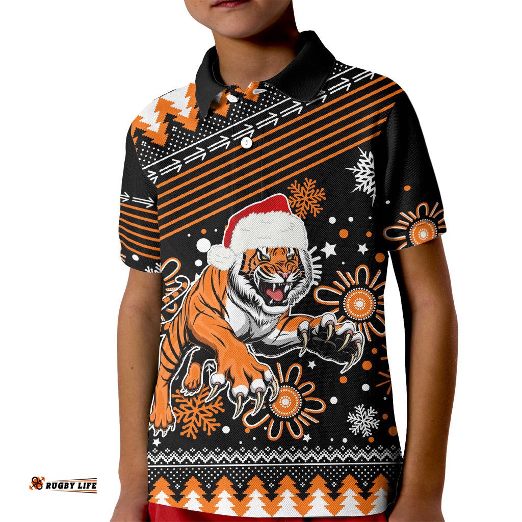 Custom Tigers Rugby Kid Polo Shirt Chirstmas Vibe-