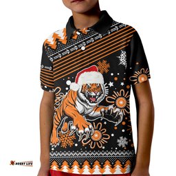 Custom Tigers Rugby Kid Polo Shirt Chirstmas Vibe-