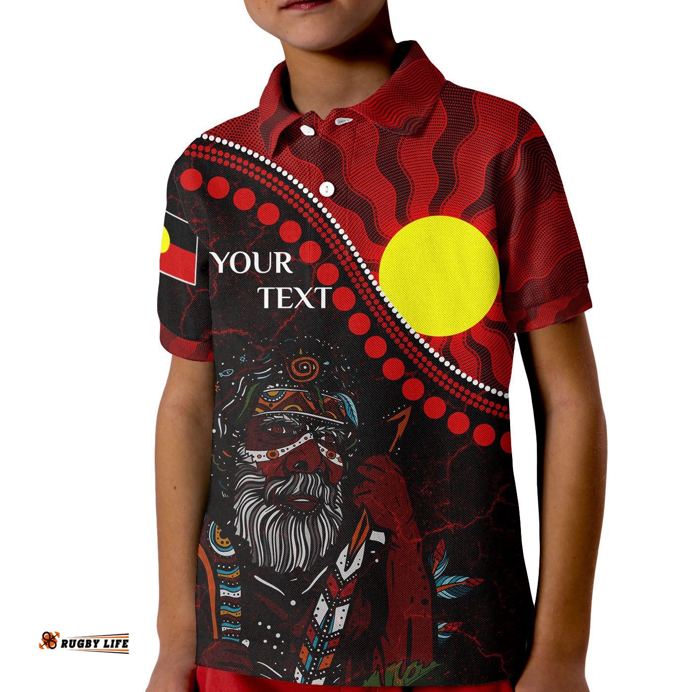 Custom Aboriginal Polo Shirts Kid - Indigenous People And Sun