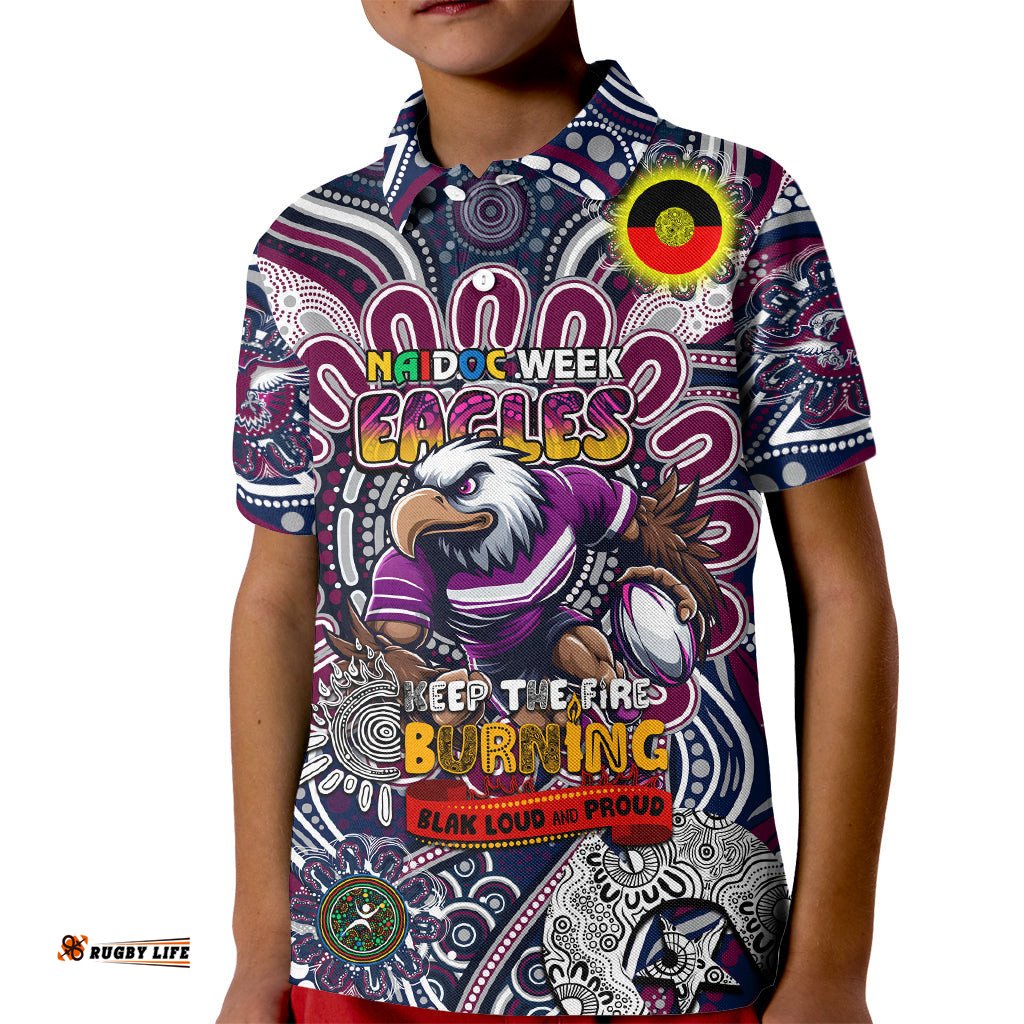 Custom NAIDOC Week 2024 Eagles Kid Polo Shirt Mascot Rugby