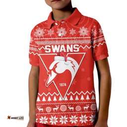 Custom Personalised Swans Football Christmas Polo Shirt KID Sydney Indigenous Merry Xmas