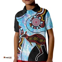Australia Opal Kid Polo Shirt Aussie Kangaroo Aboriginal Art
