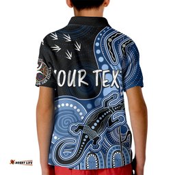 Personalised NAIDOC WeekAFL Cats Kid Polo Shirt Aboriginal Dot Art Lizard Mix Boomerang