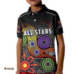 Custom Text and Number All Stars Christmas Polo Shirt KID Indigenous Dreamtime