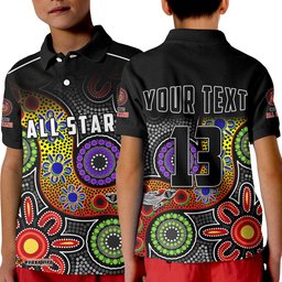 Custom Text and Number All Stars Christmas Polo Shirt KID Indigenous Dreamtime