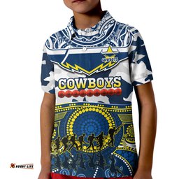 Cowboys Rugby ANZAC Polo Shirt KID Indigenous Poppy Mix Camouflage