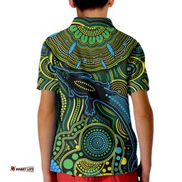 Aboriginal Green - Crocodine Abstract Art Pattern Kid Polo Shirt TS04