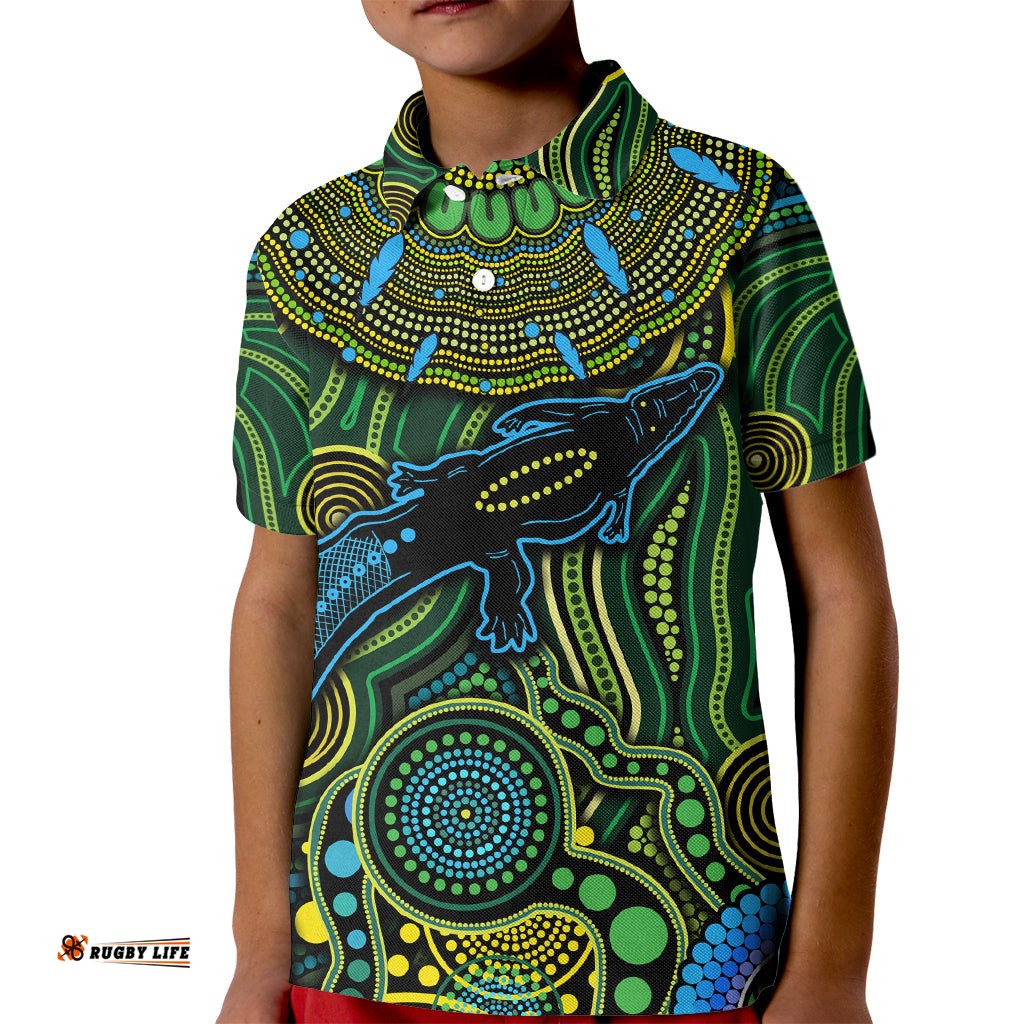Aboriginal Green - Crocodine Abstract Art Pattern Kid Polo Shirt TS04