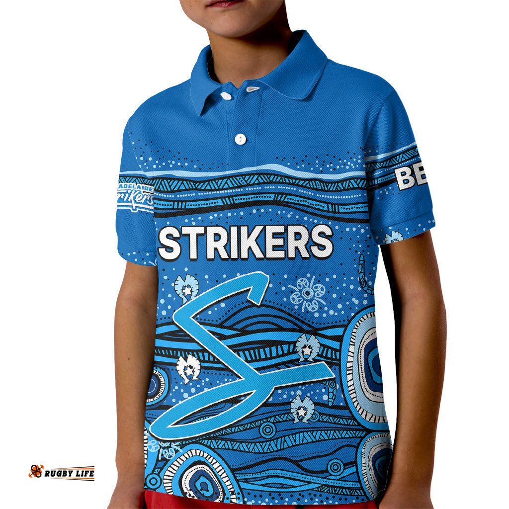 Custom Text And Number Australia Strikers Cricket Kid Polo Shirt Indigenous-