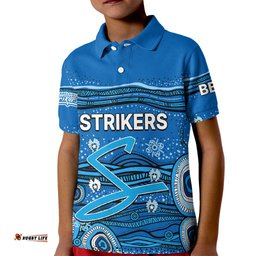 Custom Text And Number Australia Strikers Cricket Kid Polo Shirt Indigenous-