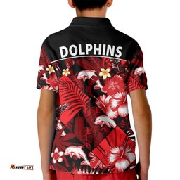 Dolphins Rugby Kid Polo Shirt Fashion Tropical Jungle Flowers