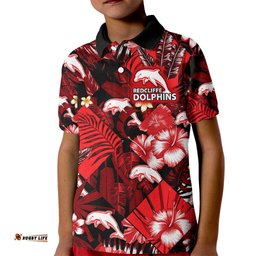 Dolphins Rugby Kid Polo Shirt Fashion Tropical Jungle Flowers