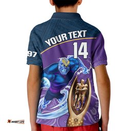 Custom Storm Rugby Kid Polo Shirt Go ChampionsMascot With Polynesian Indigenous Art