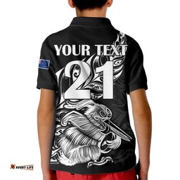 Custom Text And Number New Zealand Kiwi Rugby Kid Polo Shirt