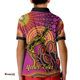 Custom Personalised Aboriginal Lizard Polo Shirt KID Tree On The Hill Sunshine