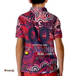 Custom NAIDOC Week 2024 Demons Kid Polo Shirt Aboriginal Animals Keep The Fire Burning