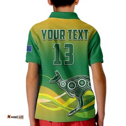 Custom Text and Number Australia Rugby Polo Shirt KID Champions RLWC Kangaroos World Cup Rugby
