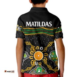 Matildas Australia Soccer Kid Polo Shirt Aboriginal Dots Style