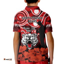 North Sydney Rugby ANZAC Kid Polo Shirt Bears Indigenous Mix Camouflage Poppy